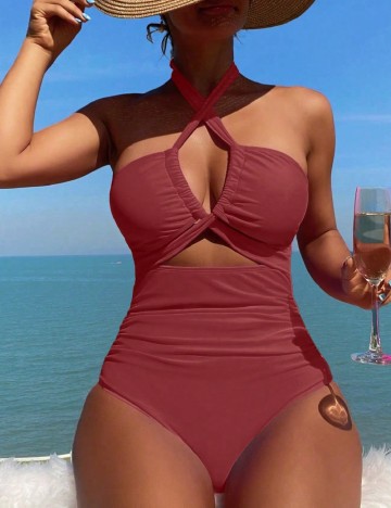 
						Costum de baie SHEIN, caramiziu