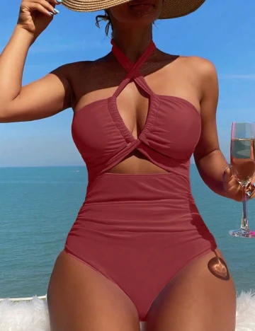 Costum de baie SHEIN, caramiziu