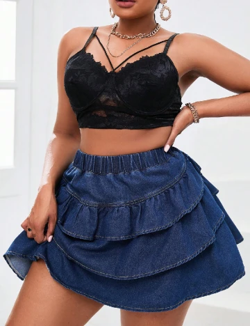 Fusta SHEIN CURVE, albastru