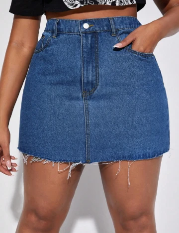 Fusta SHEIN CURVE, albastru