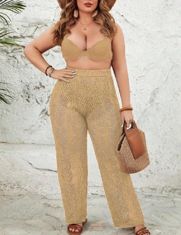 Pantaloni de plaja SHEIN CURVE, maro