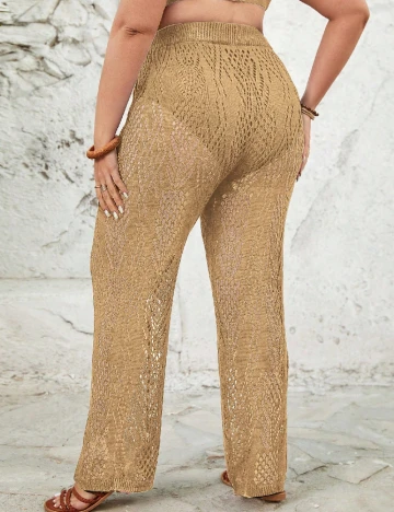 Pantaloni de plaja SHEIN CURVE, maro