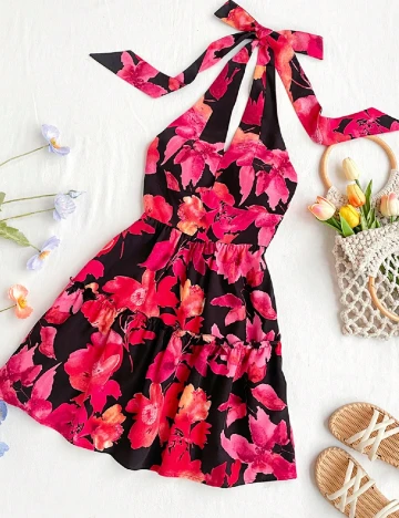 Rochie scurta SHEIN, negru/roz