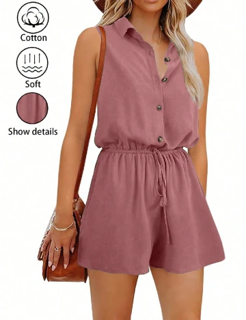 Salopeta scurta SHEIN, roz pudra