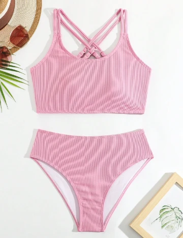 Costum de baie Shein Kids, roz