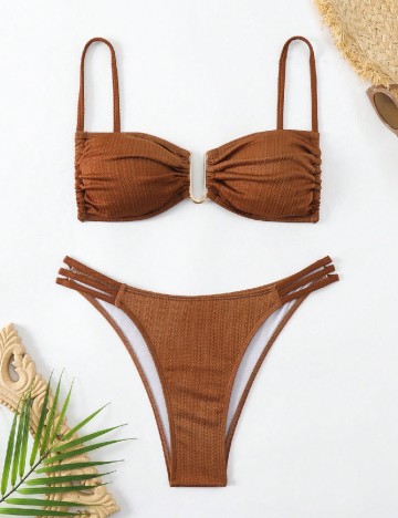 
						Costum de baie SHEIN, maro