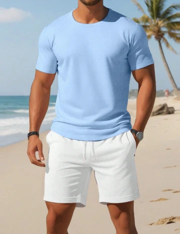 Compleu SHEIN, alb/albastru