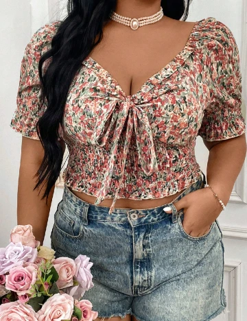 Top SHEIN CURVE, floral print