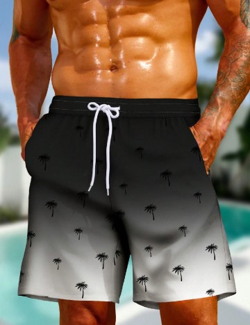 
						Short de baie SHEIN, negru/alb