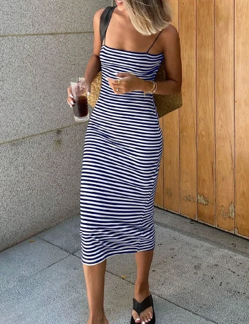 Rochie medie Dazy, alb/negru