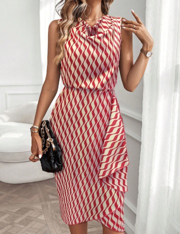 
						Rochie medie SHEIN, rosu/crem