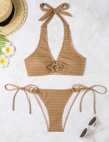 
						Costum de baie SHEIN, maro