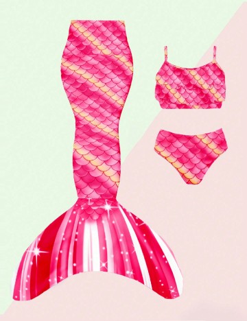 
						Costum de baie Shein Kids, roz