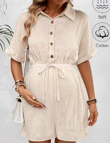 Salopeta SHEIN Maternity, crem