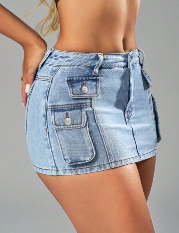 
						Fusta SHEIN, albastru