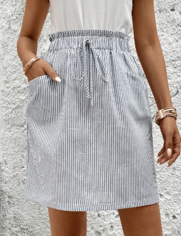 
						Fusta SHEIN, gri/alb