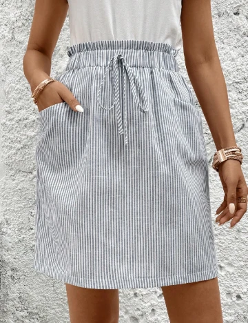 Fusta SHEIN, gri/alb