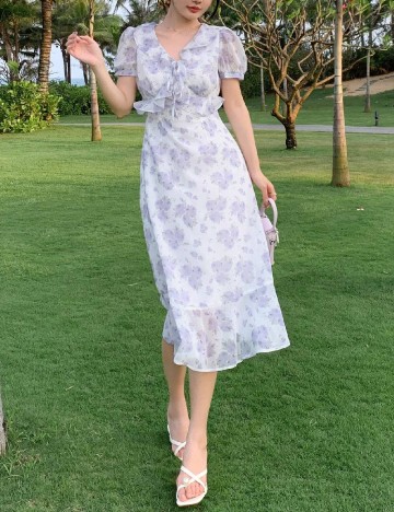 
						Rochie medie Dazy, lila/alb