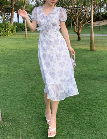 Rochie medie Dazy, lila/alb