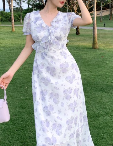 Rochie medie Dazy, lila/alb