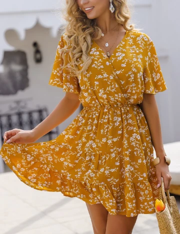 Rochie scurta SHEIN, mustar