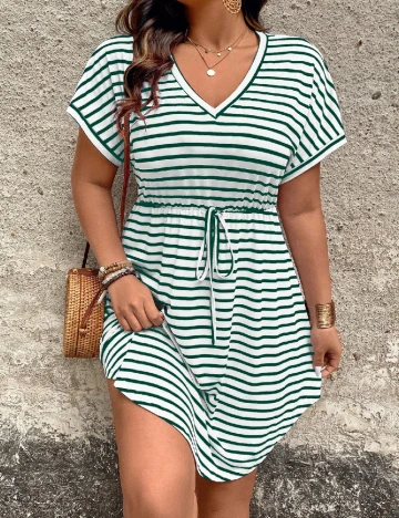 Rochie scurta SHEIN CURVE, alb/verde