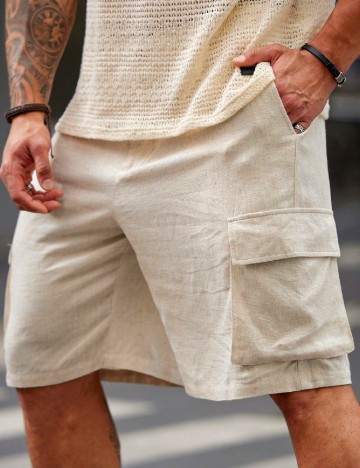 
						Pantaloni scurti SHEIN Plus Size Men, crem