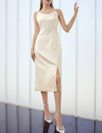 Rochie medie MOTF, crem