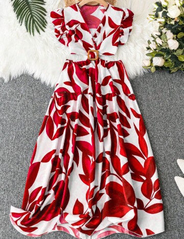 
						Rochie medie SHEIN CURVE, rosu/alb