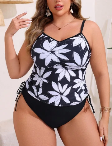 Costum de baie SHEIN CURVE, negru/alb