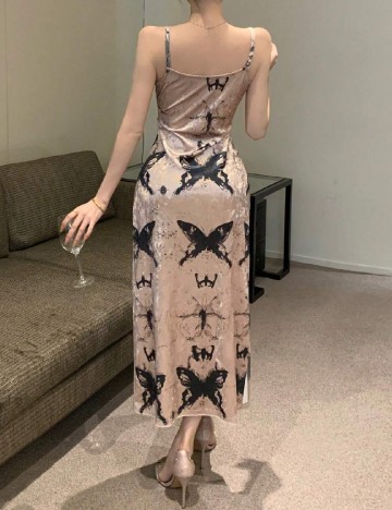 Rochie lunga Dazy, crem/verde