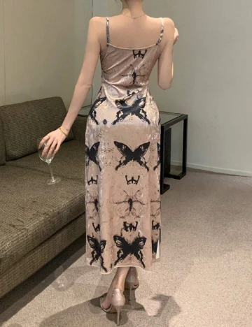 Rochie lunga Dazy, crem/verde