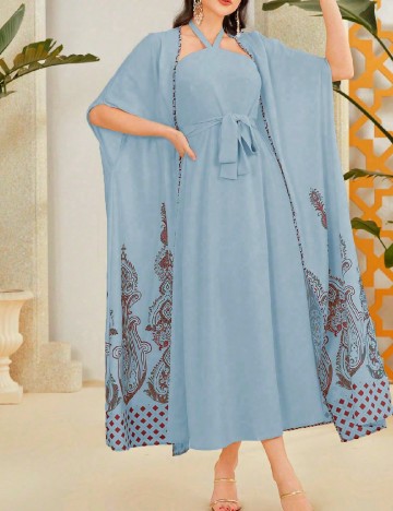 
						Set Rochie si Cardigan SHEIN, albastru