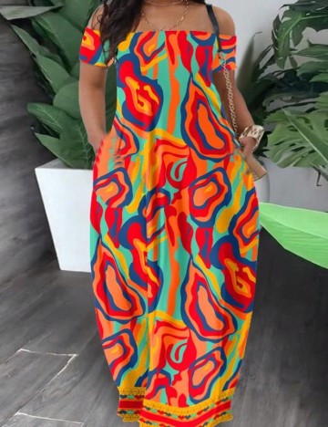 
						Rochie lunga SHEIN CURVE, mix culori