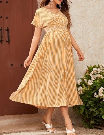 Rochie medie SHEIN Maternity, galben