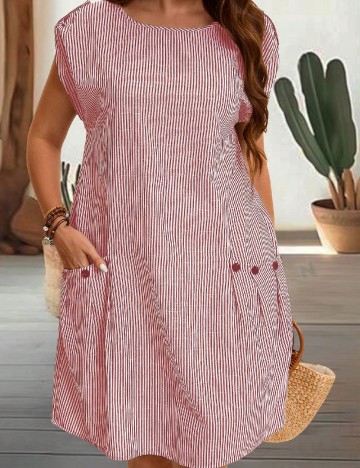 
						Rochie scurta Emery Rose Curve, alb/rosu