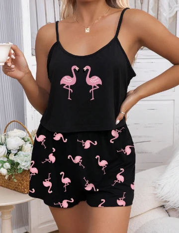 Pijama SHEIN CURVE, negru