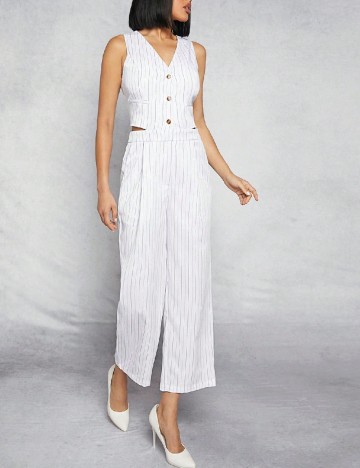 
						Salopeta SHEIN, alb/negru