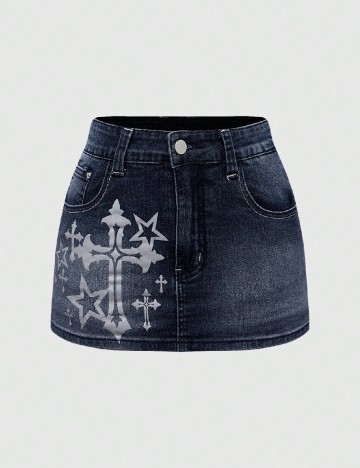 
						Fusta pantalon Romwe, albastru