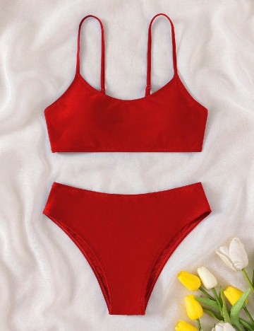 
						Costum de baie Shein Kids, rosu