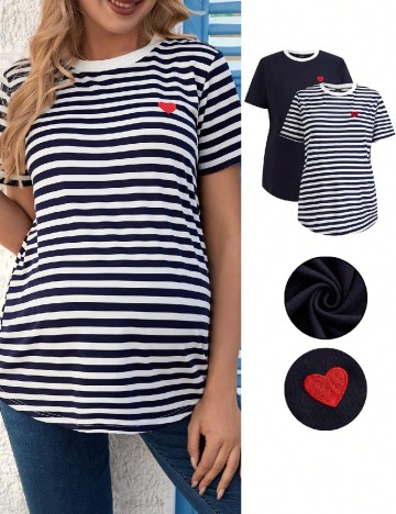 
						Set Tricouri 2 bucati SHEIN Maternity, bleumarin/alb