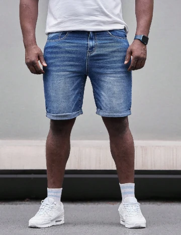 Pantaloni scurti SHEIN Plus Size Men, albastru