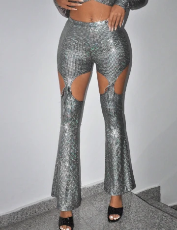 Pantaloni SHEIN, argintiu