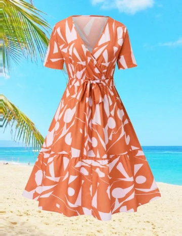 Rochie medie SHEIN CURVE, portocaliu