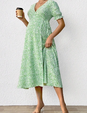Rochie medie SHEIN Maternity, verde