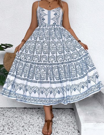 
						Rochie medie SHEIN CURVE, alb/albastru