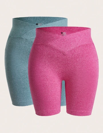 Pantaloni scurti SHEIN CURVE, roz/verde