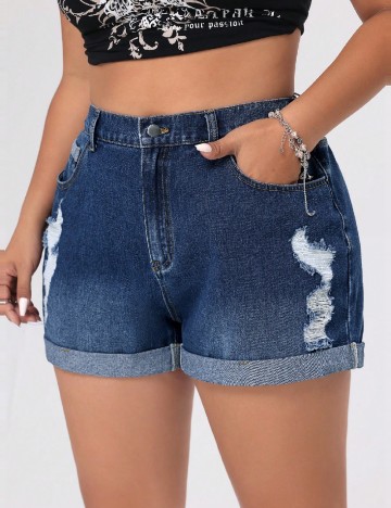 
						Pantaloni scurti SHEIN CURVE, albastru