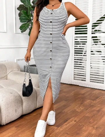 Rochie medie SHEIN CURVE, alb/negru