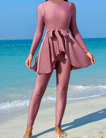 
						Costum de baie SHEIN, roz pudra inchis